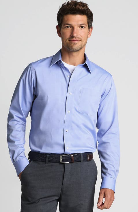 Solid No Iron Supima Pinpoint Straight Collar Dress Shirt