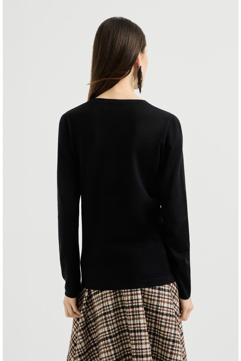 Cashmere and silk lightweight sweater, Alternate, color, Black
