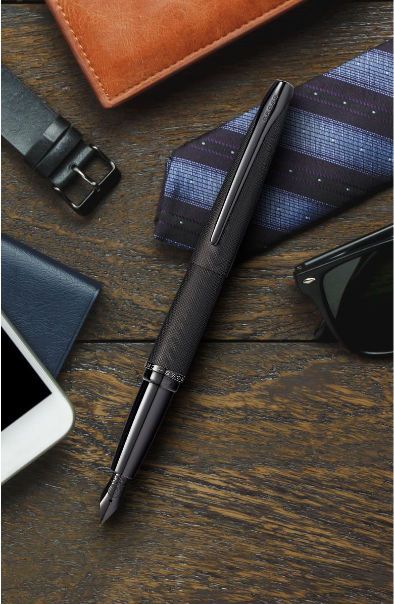 A.T. Cross ATX Medium Nib Fountain Pen, Alternate, color, Brushed Black