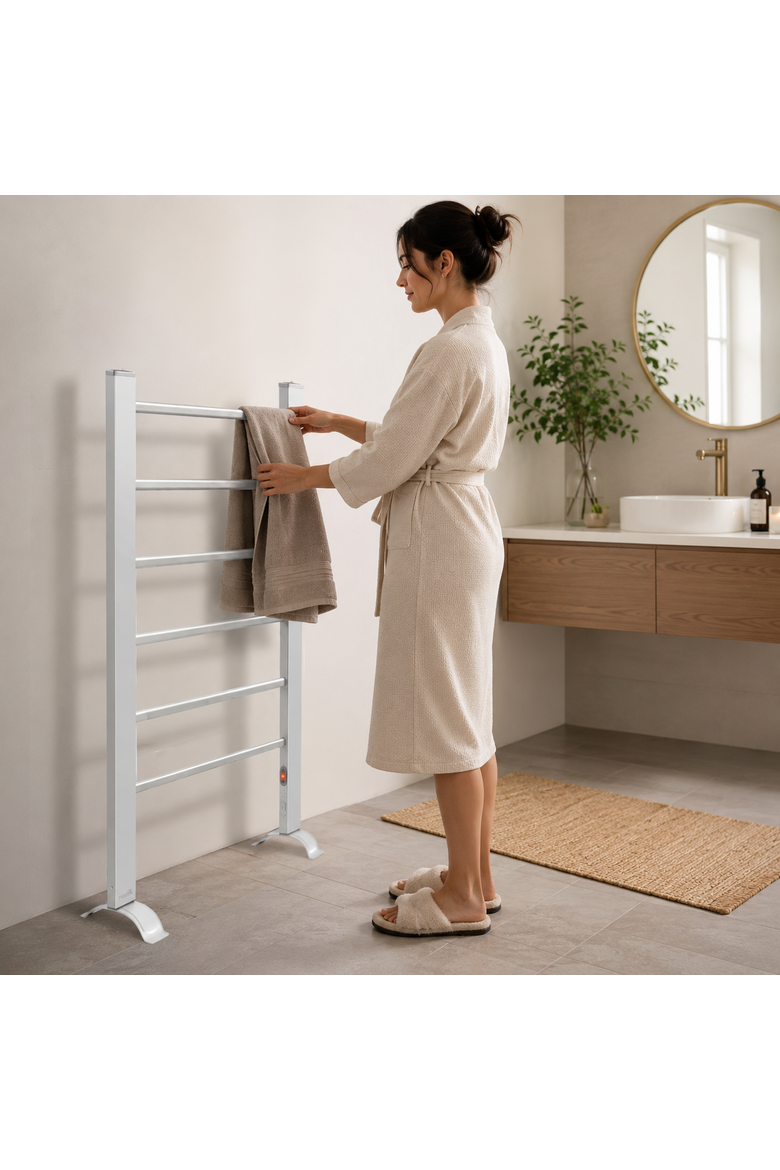 6-Bar Electric Towel Warmer, Alternate, color, Silver