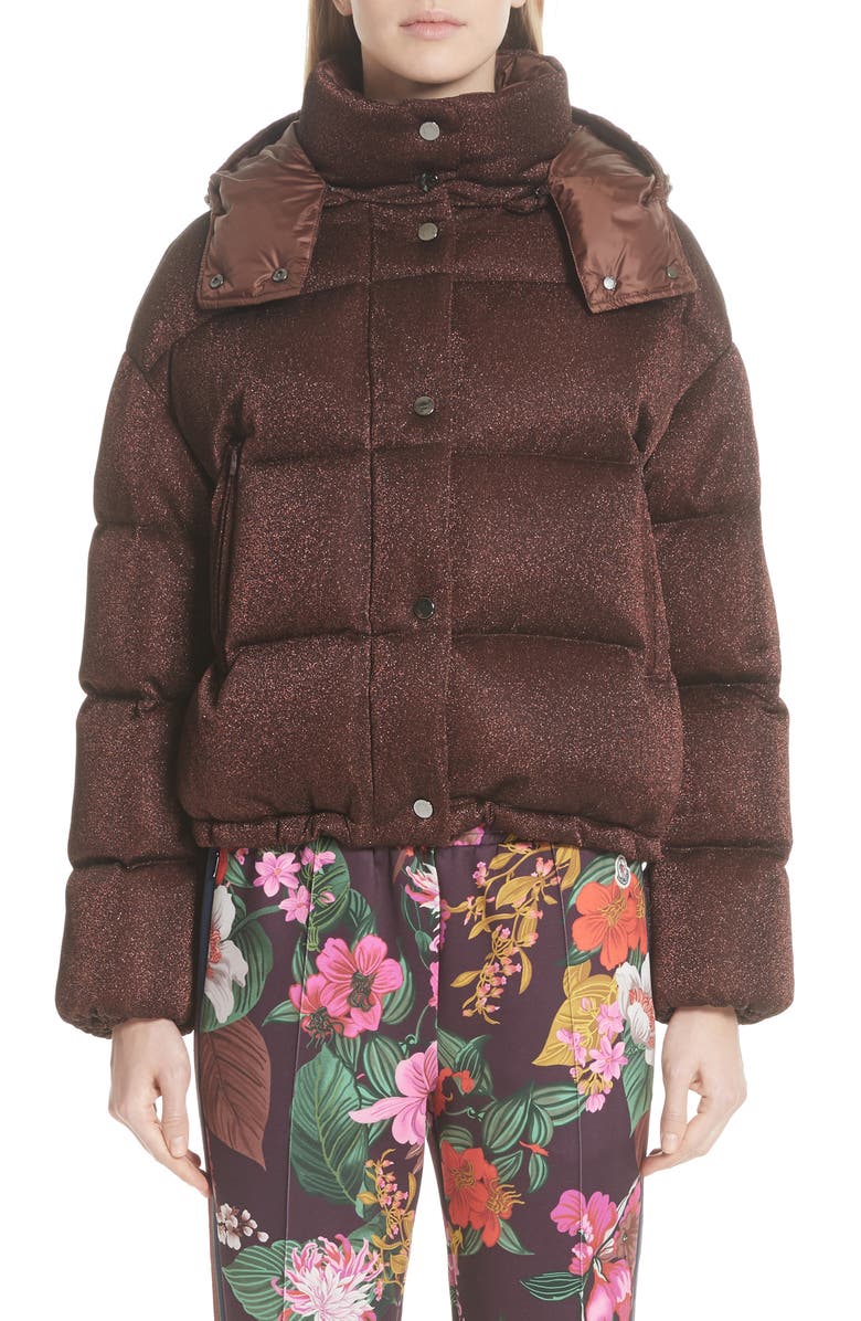 Moncler Caille Metallic Quilted Down Jacket, Main, color, 