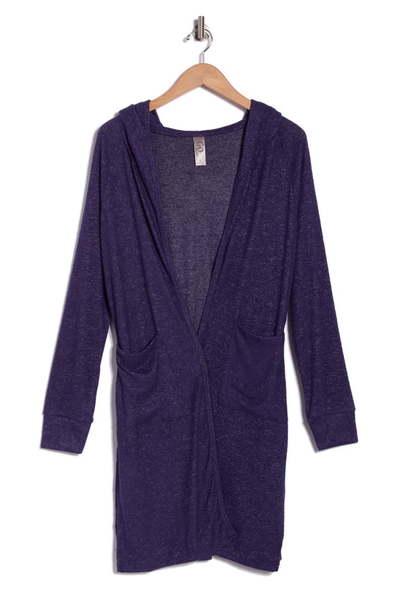 Hooded Sweater Cardigan, Alternate, color, DAMSON