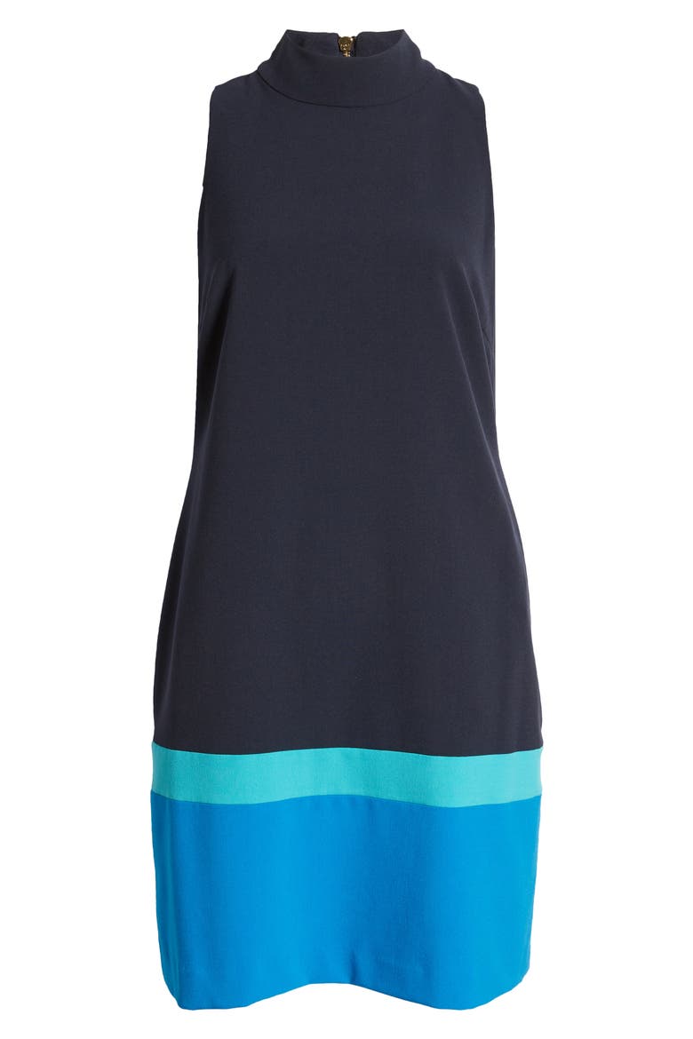 Colorblock Sleeveless Shift Dress, Alternate, color, NAVY AQUA BLUE