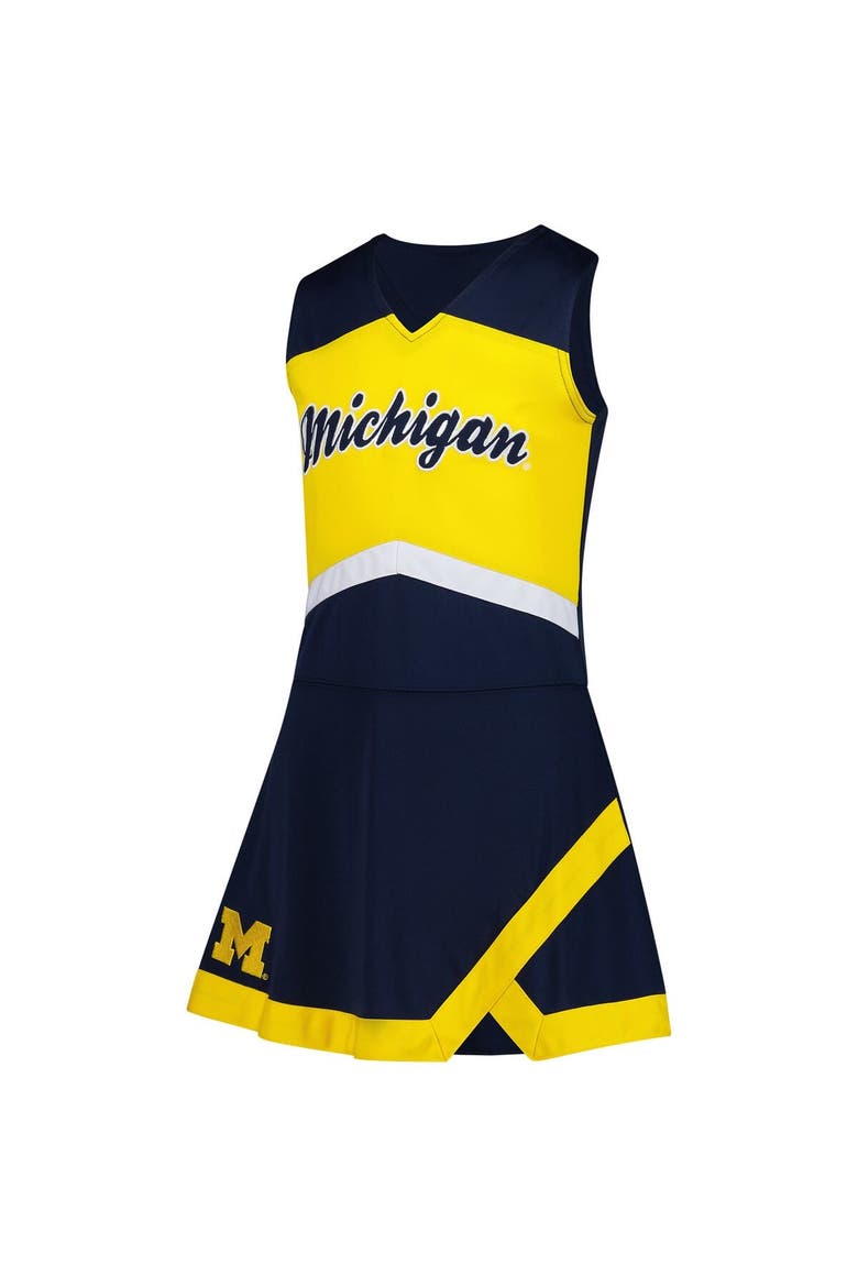 Girls Youth Navy Michigan Wolverines Cheer Captain Jumper Dress, Alternate, color, Navy