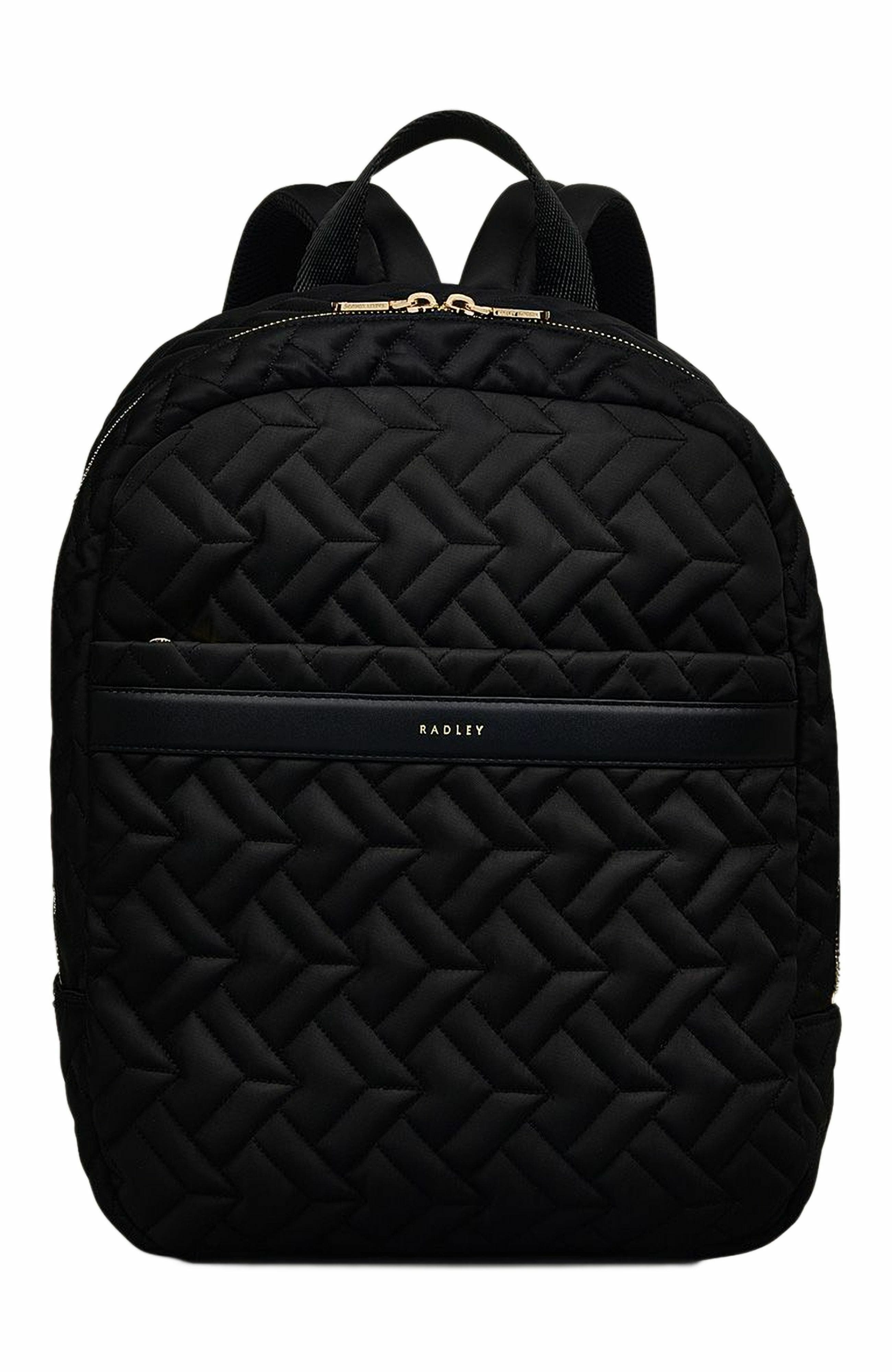 Radley Holland Park - Quilt Medium Ziptop Backpack, Main, color, Black