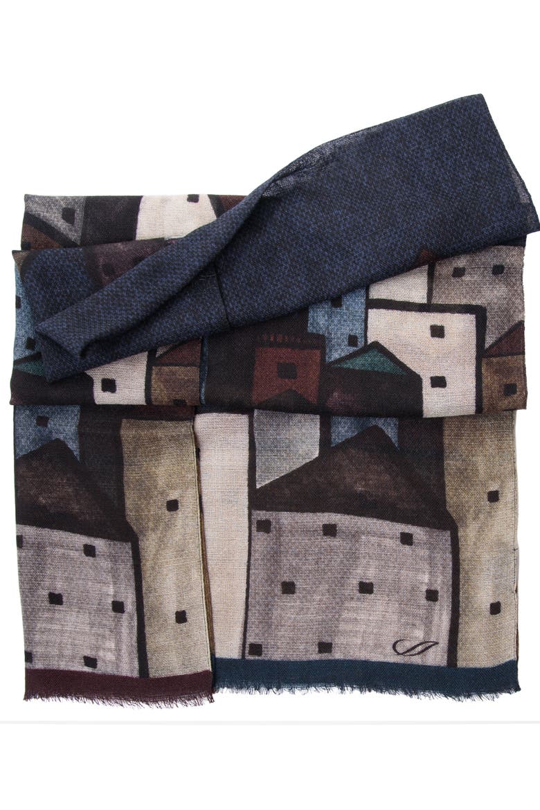 Villaggio - Wool Scarf, Alternate, color, Navy