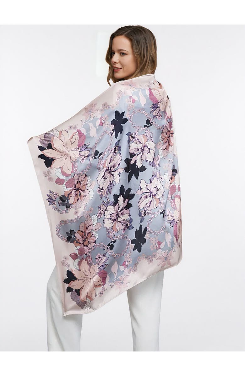 SILKSILKY Floral Print Silk Scarf, Main, color, Multi