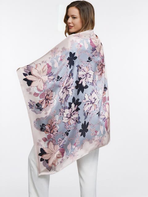 Floral Print Silk Scarf