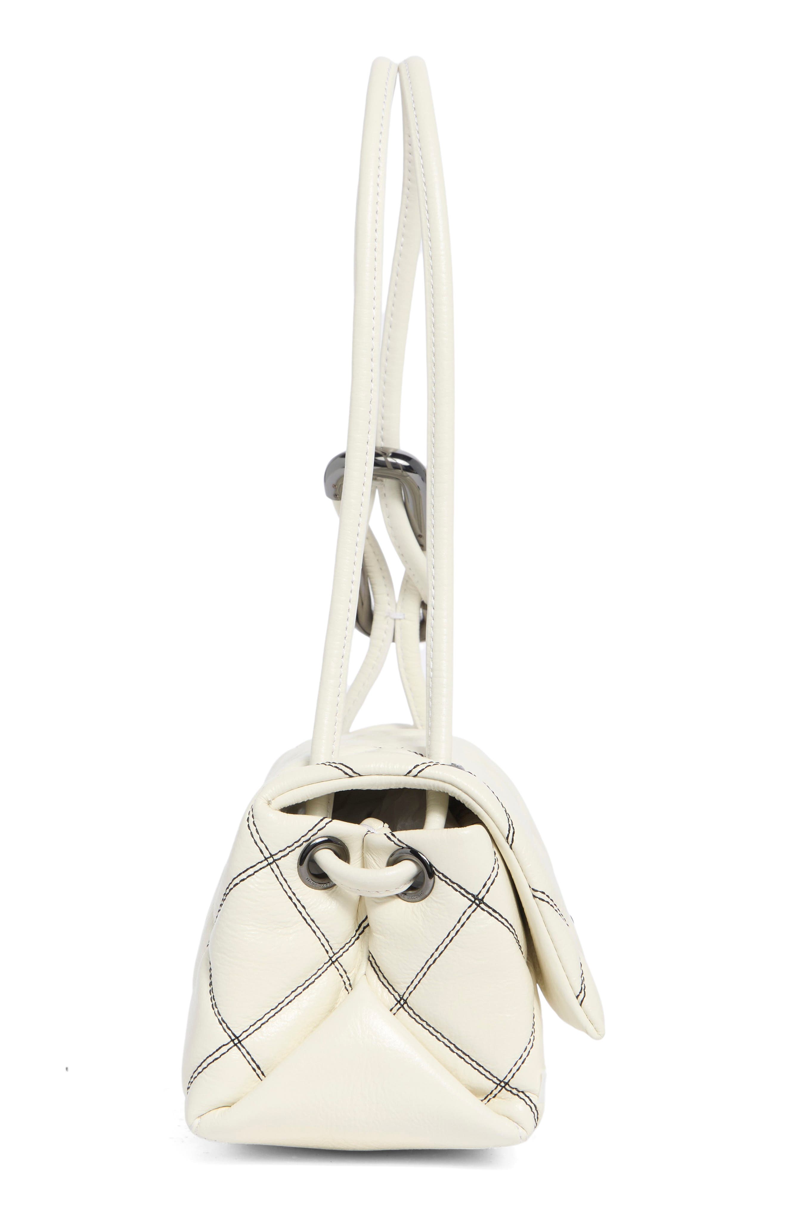 The Mini Dual Diamond Quilt Shoulder Bag, Alternate, color, WHITE/BLACK