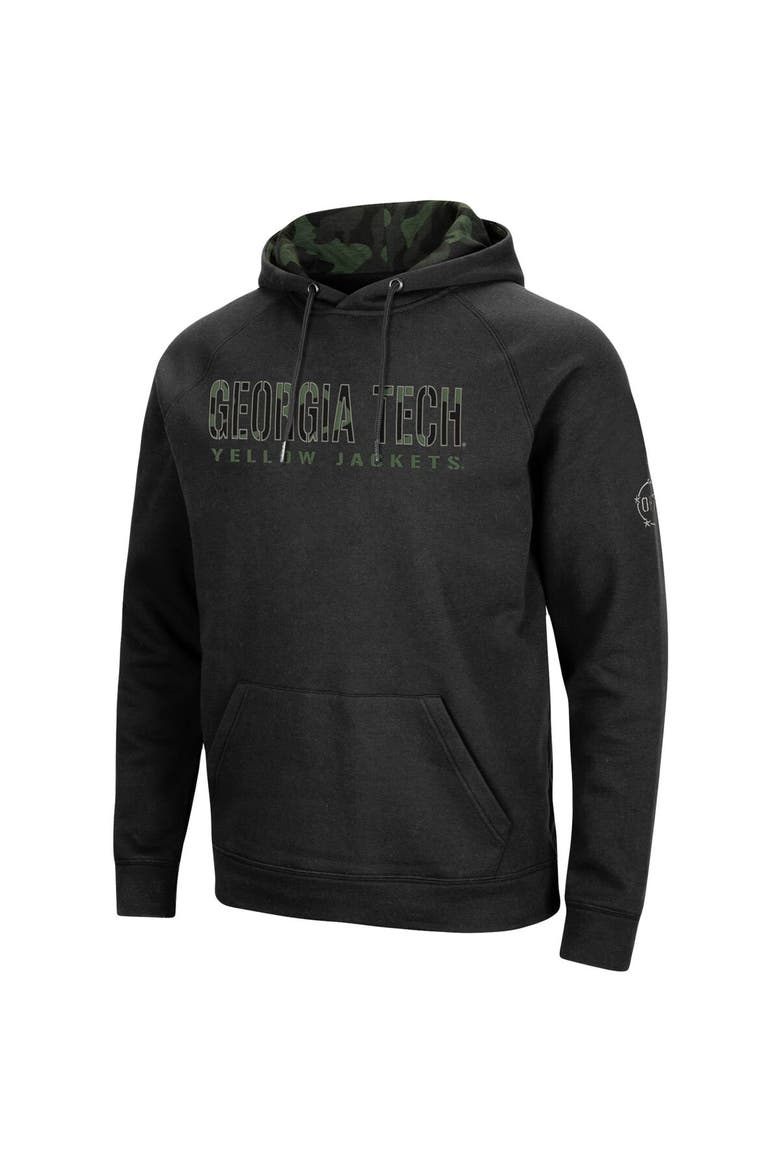 Men's Colosseum Black Georgia Tech Yellow Jackets OHT Military Appreciation Camo Pullover Hoodie, Alternate, color, Black