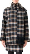 Akris punto Plaid Double Face Wool Blend Jacket with Removable Scarf