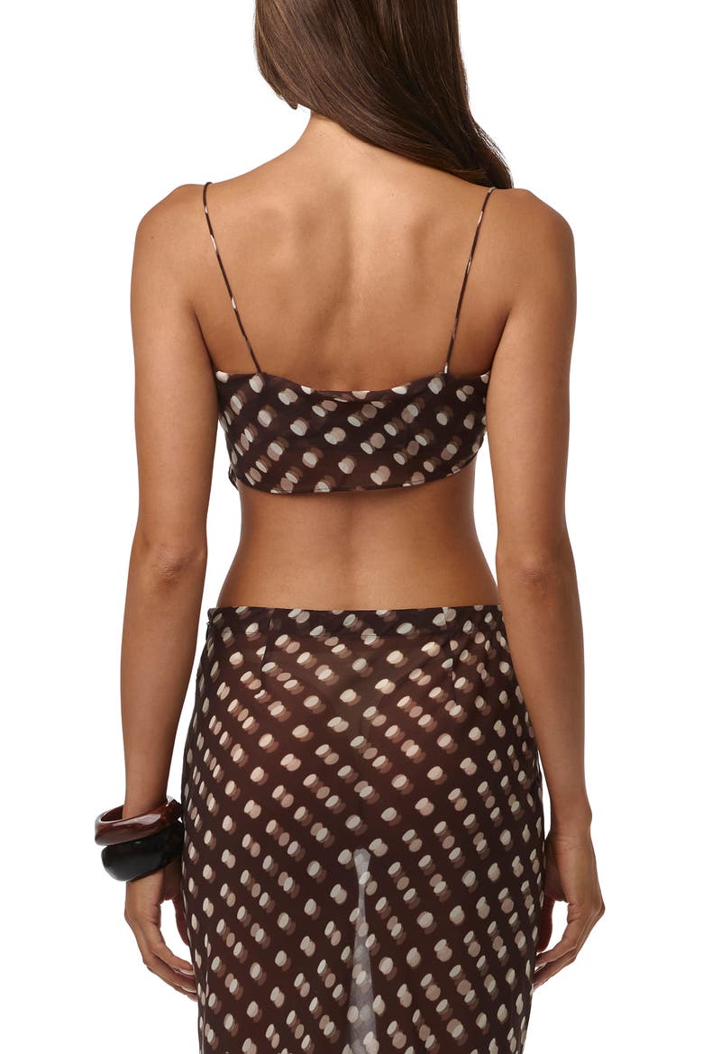 Mixed Print Chiffon Asymmetric Scarf Crop Top, Alternate, color, POLKA DOT ILLUSION