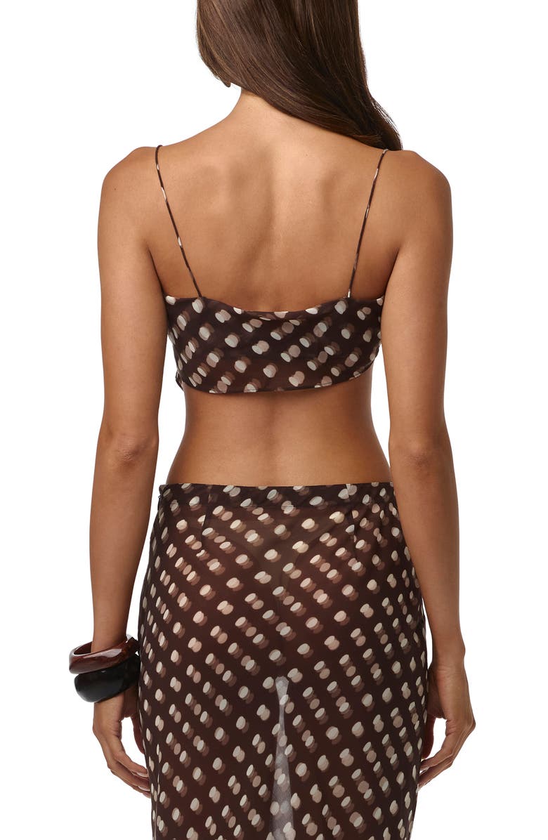 Naked Wardrobe Mixed Print Chiffon Asymmetric Scarf Crop Top, Alternate, color, Polka Dot Illusion