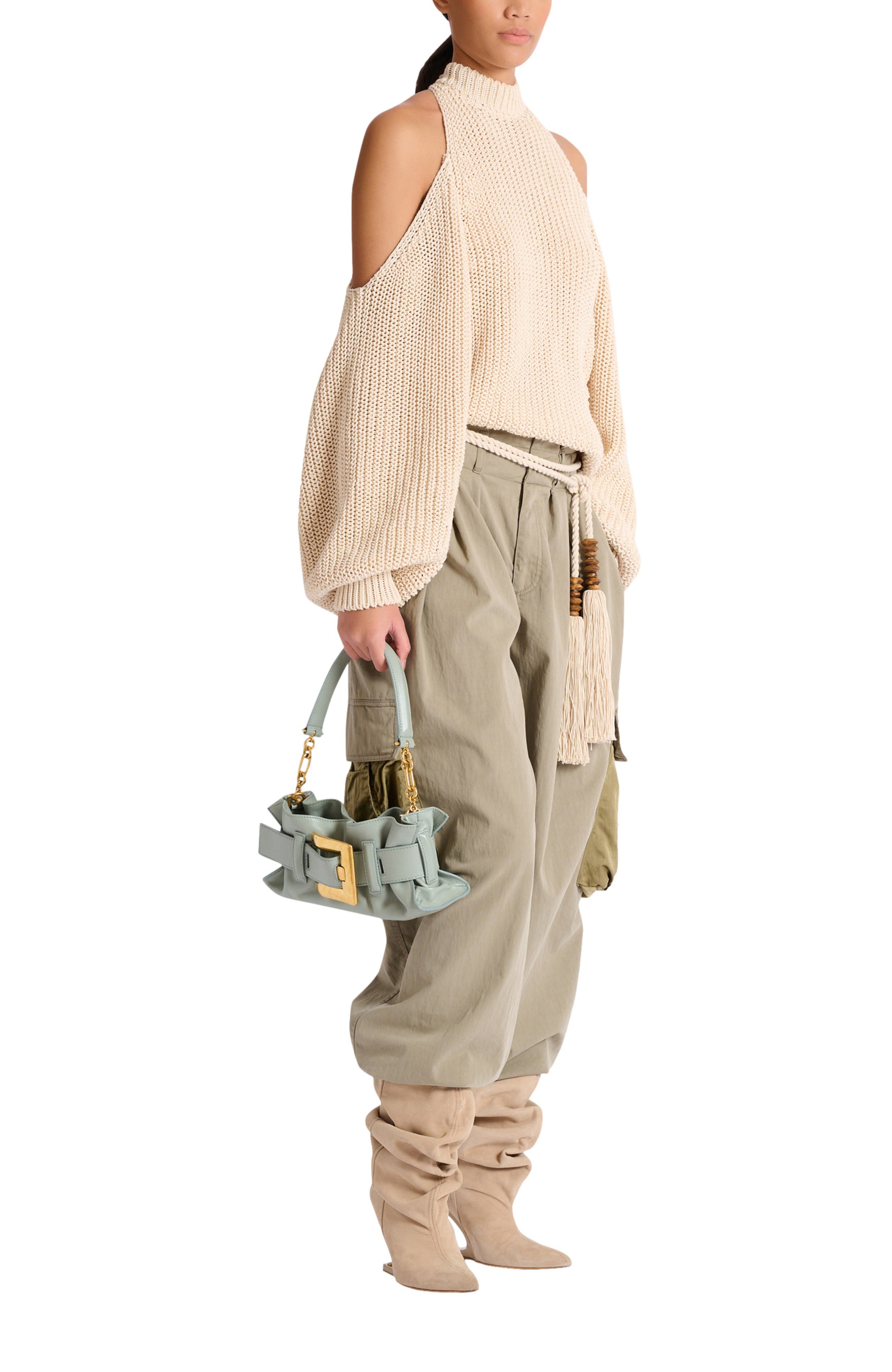 Balmain Mini Anthem bag in calfskin leather, Alternate, color, Green