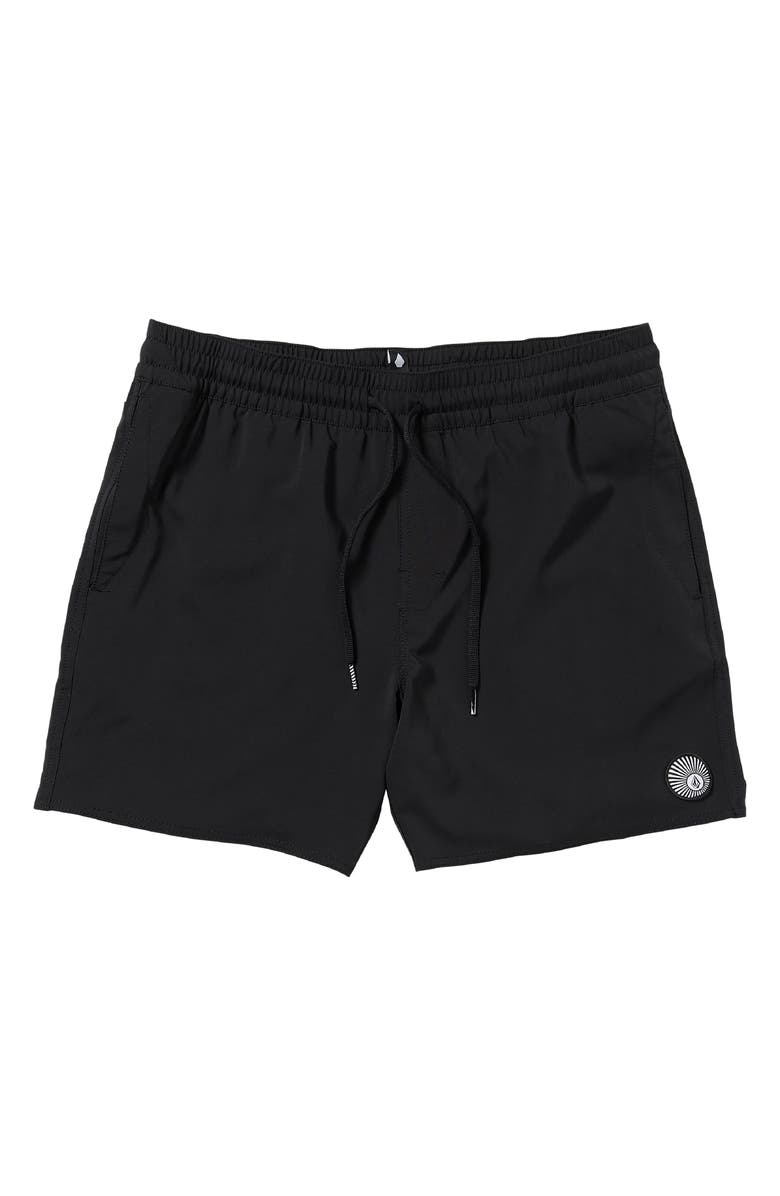 Volcom Lido Solid Swim Trunks, Main, color, Black