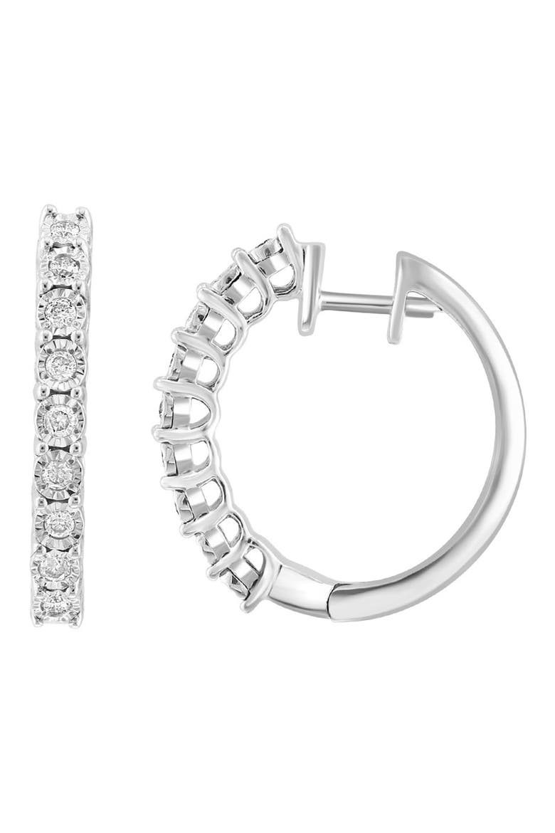 Sterling Silver Diamond Huggie Hoop Earrings - 0.18 ctw., Main, color, WHITE