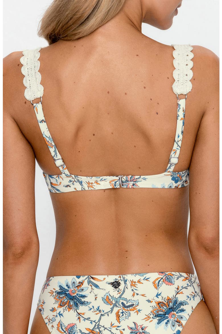 Floral Underwire Bikini Top with Scalloped Straps, Alternate, color, Beige