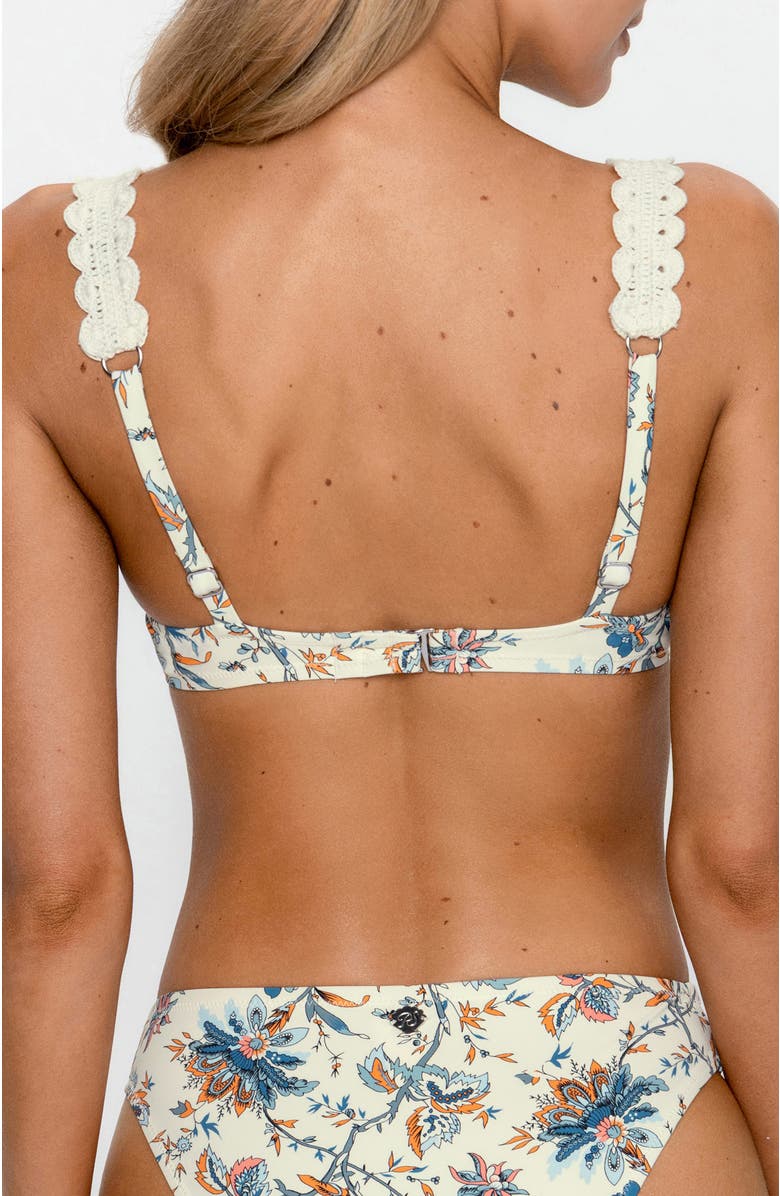 PS by Cupshe Floral Underwire Bikini Top with Scalloped Straps, Alternate, color, Beige
