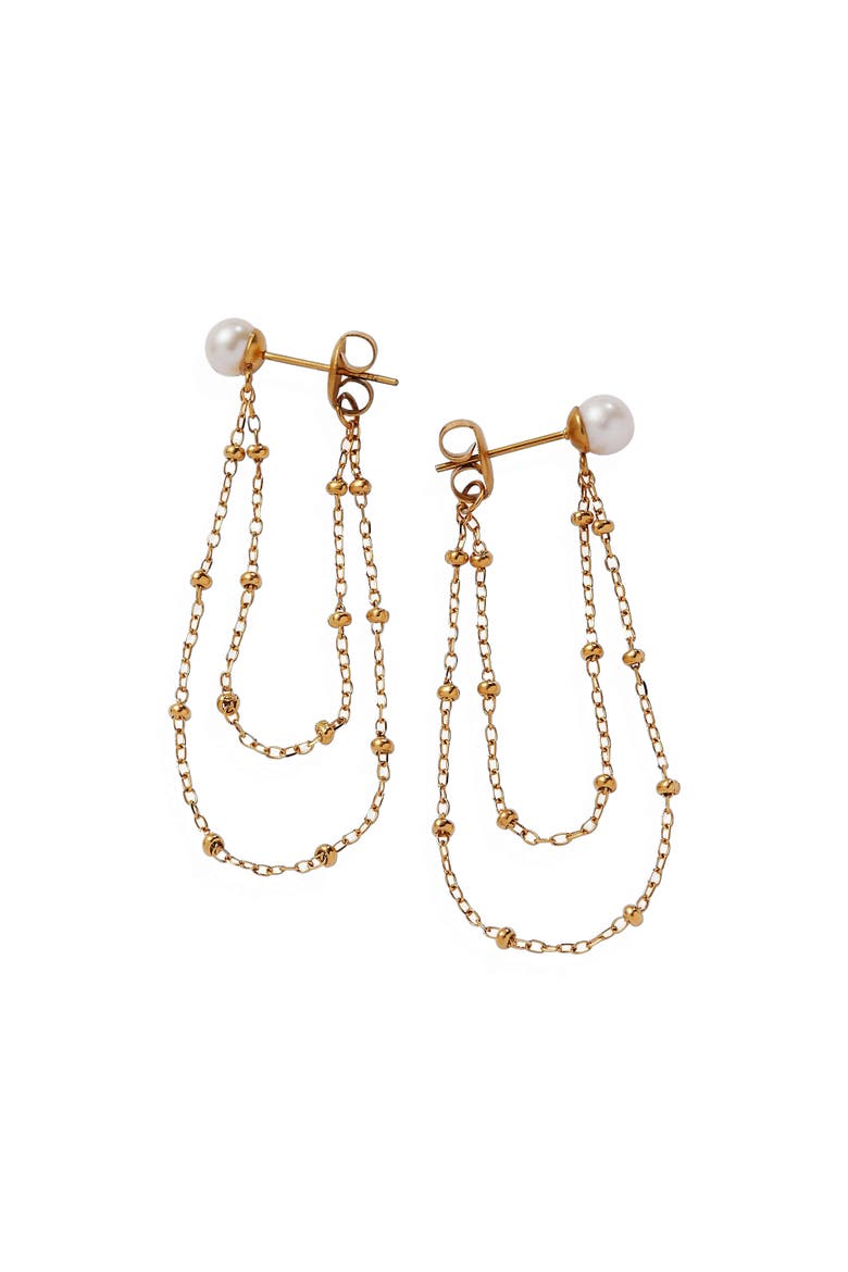Freshwater Pearl Chain Earrings, Main, color, Pearl