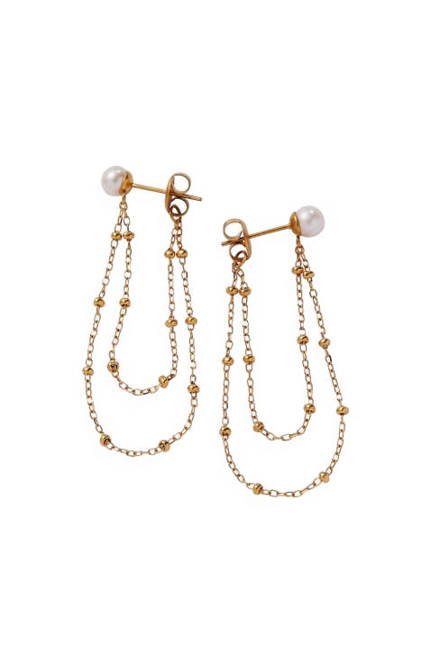 Freshwater Pearl Chain Earrings