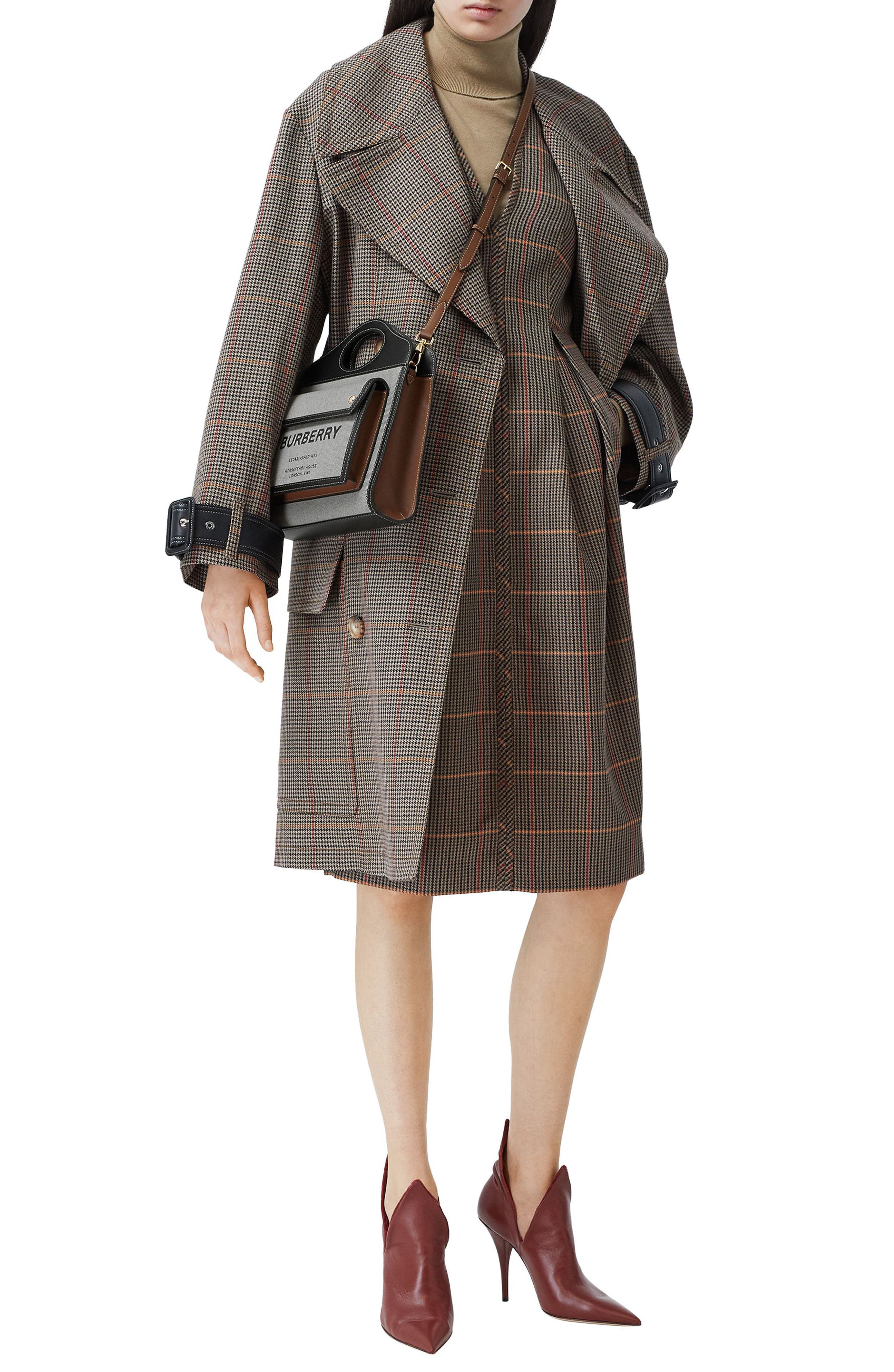 Burberry Mini Horseferry Logo Canvas & Leather Pocket Bag, Alternate, color, 