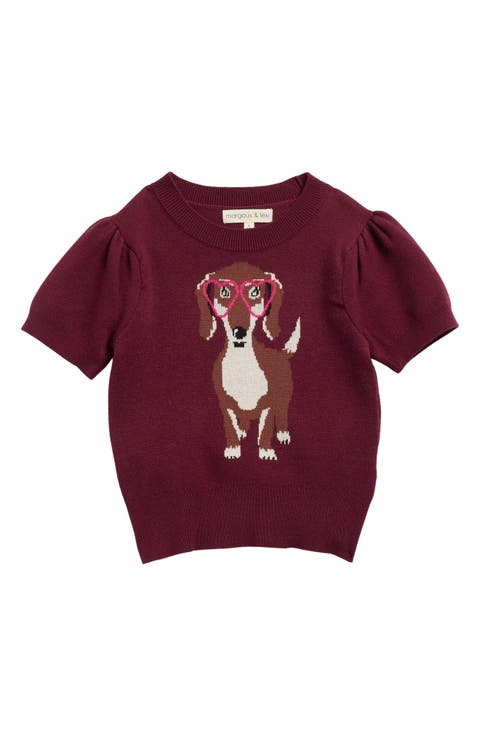 Kids' Dog Jacquard Short Sleeve Sweater (Big Kid)