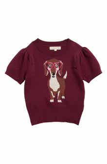 MARGAUX AND LEXI Kids' Dog Jacquard Short Sleeve Sweater
