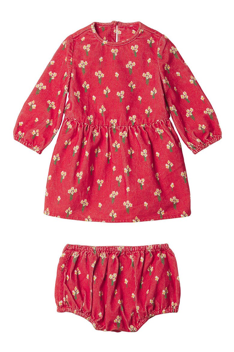 Floral Print Corduroy Dress & Bloomers Set, Main, color, ORANGE