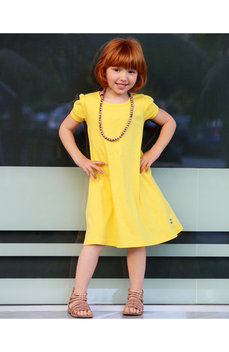 CITY THREADS Girls Soft Cotton Puff Short Sleeve Dress, Alternate, color, White