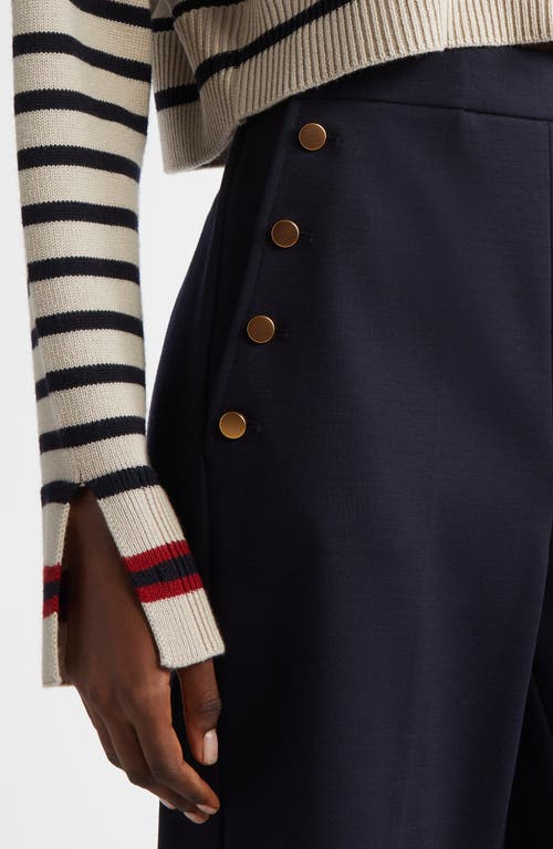 Max Mara Dorotea Stripe Virgin Wool Crop Sweater In Sand