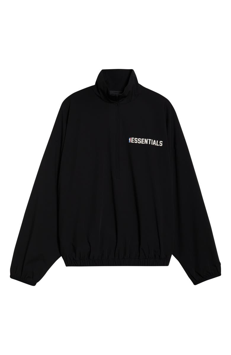 Fear of God Essentials x NBA Half Zip Track Jacket, Alternate, color, Black