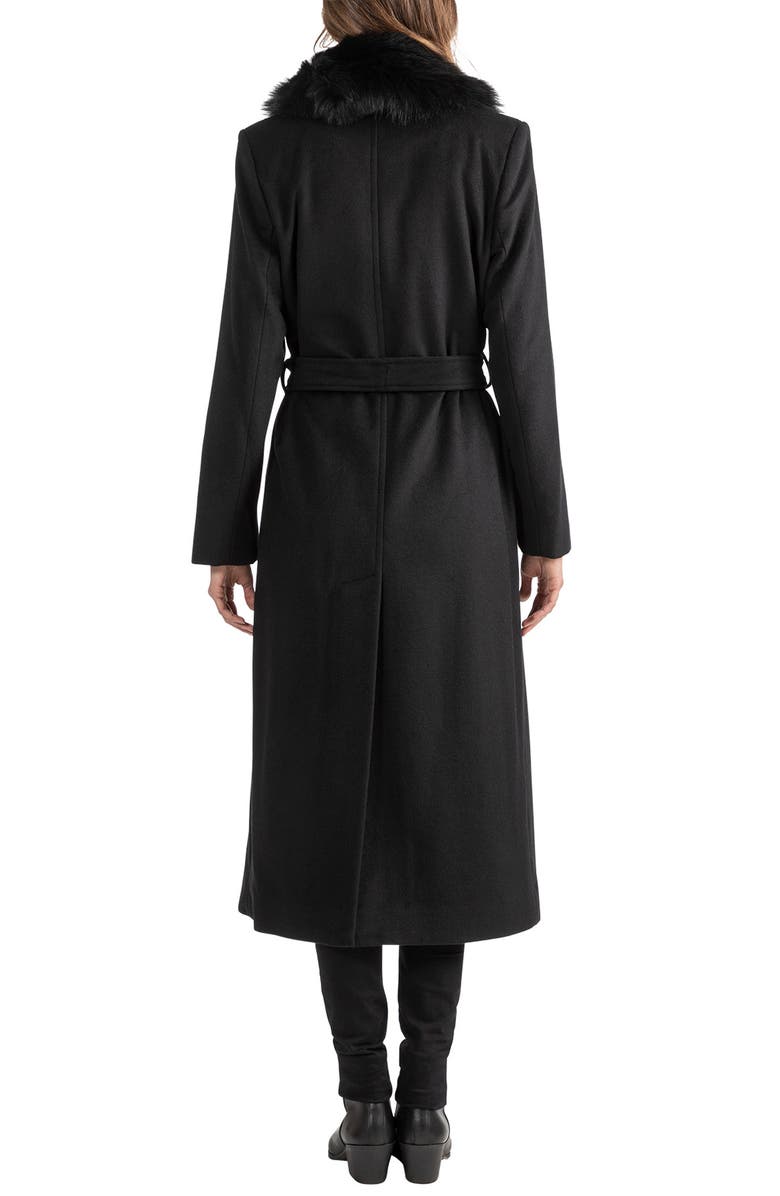 Sofia Cashmere Toscana Genuine Shearling Collar Wool Blend Coat, Alternate, color, Black