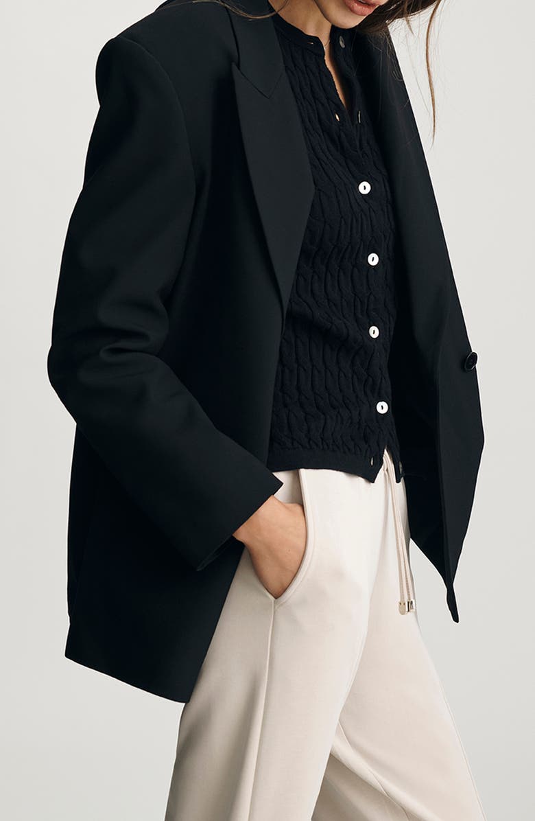 Mavi Jeans One-Button Stretch Blazer, Alternate, color, Black