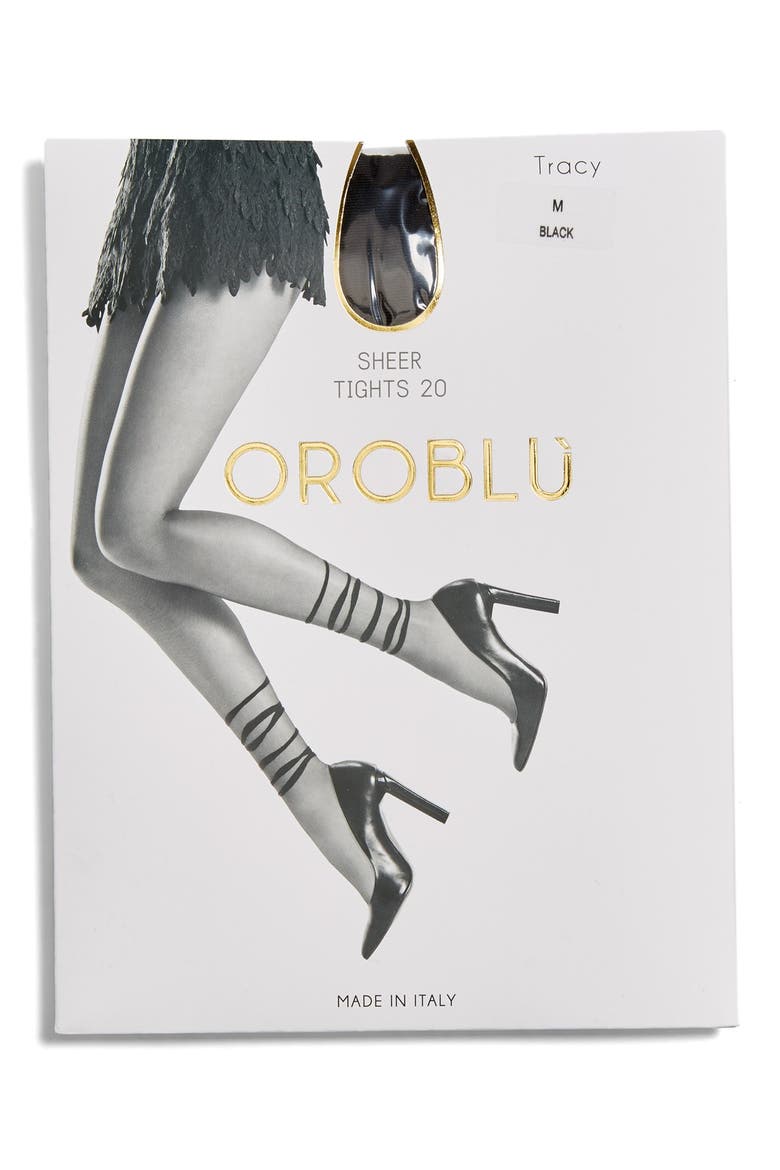 'Tracy' Sheer Tights, Alternate, color, BLACK