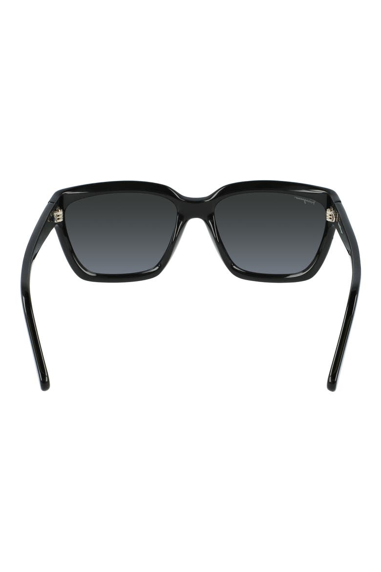 Salvatore Ferragamo Classic Logo 59mm Gradient Rectangle Sunglasses, Alternate, color, BLACK/ BLACK
