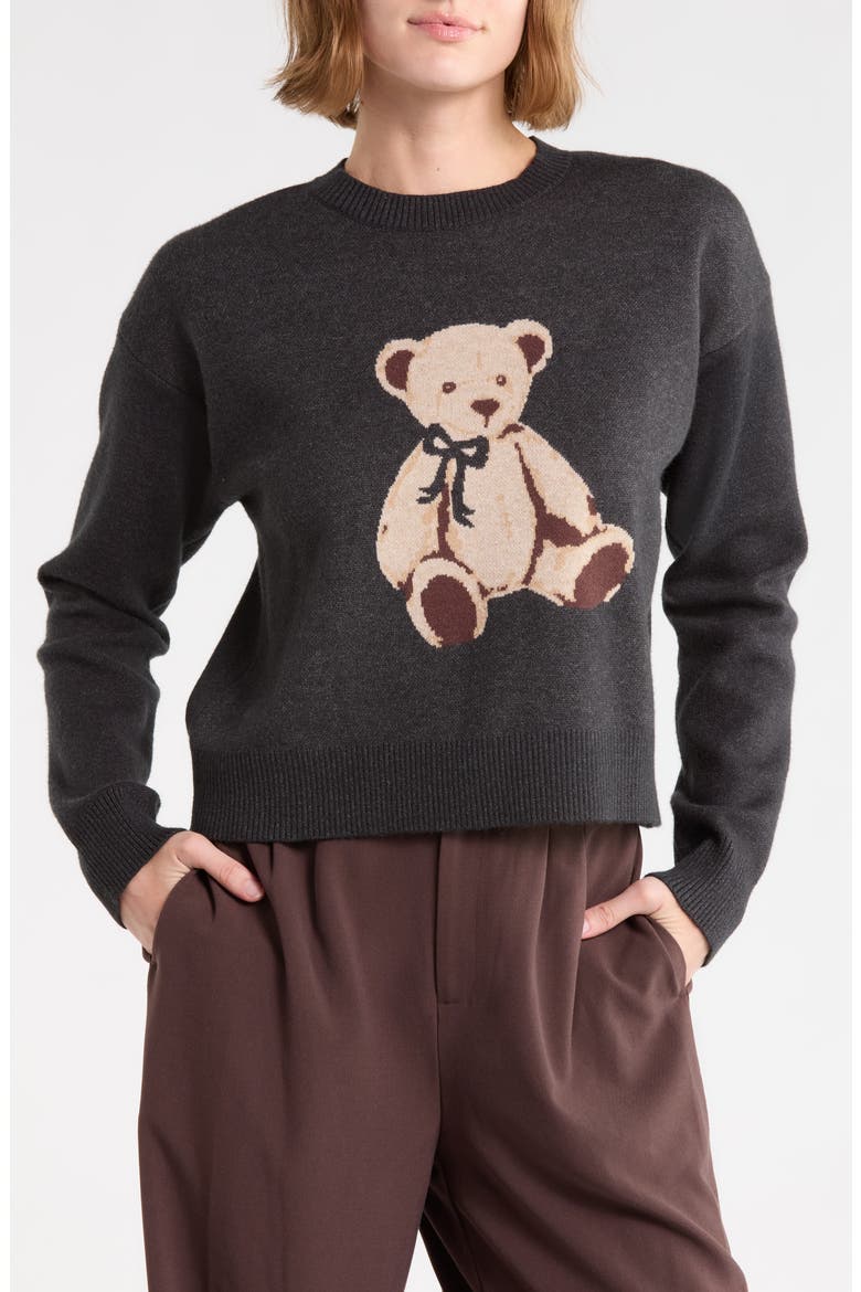 Bear Crop Sweater, Main, color, CHARCOAL