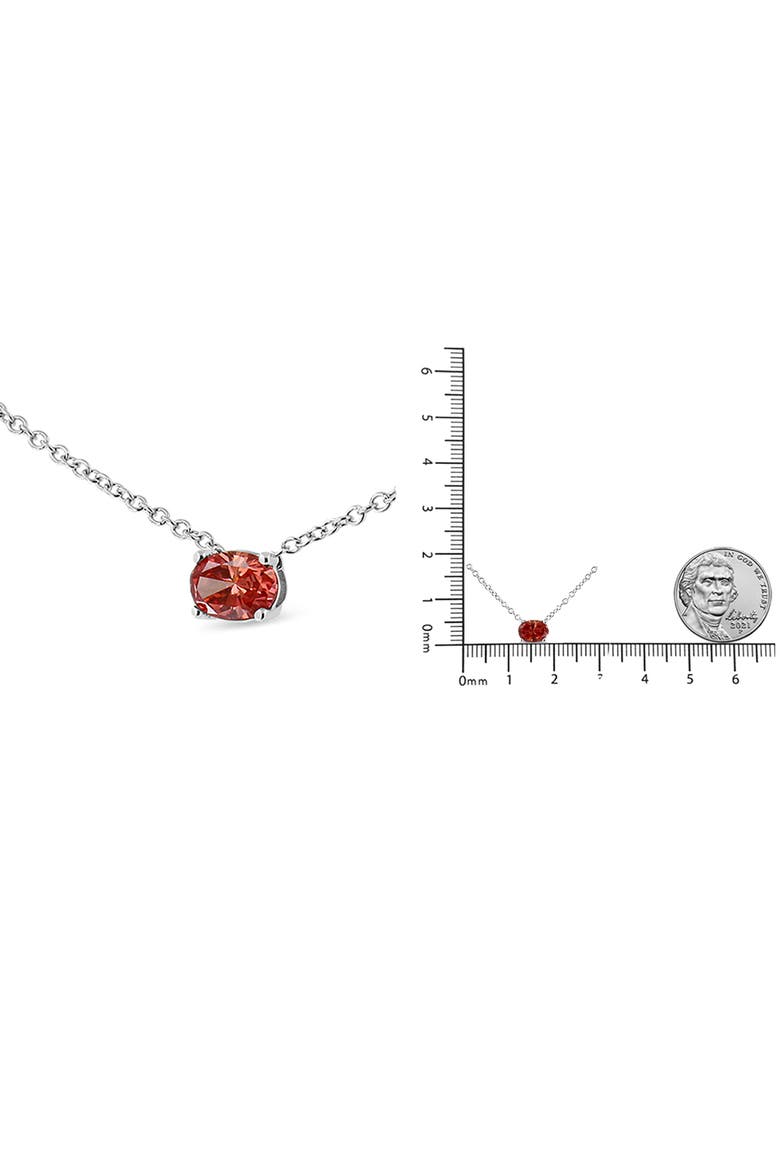 14K White Gold 3/8 Cttw Lab Grown Pink Oval Solitaire Diamond Pendant Necklace, Alternate, color, White