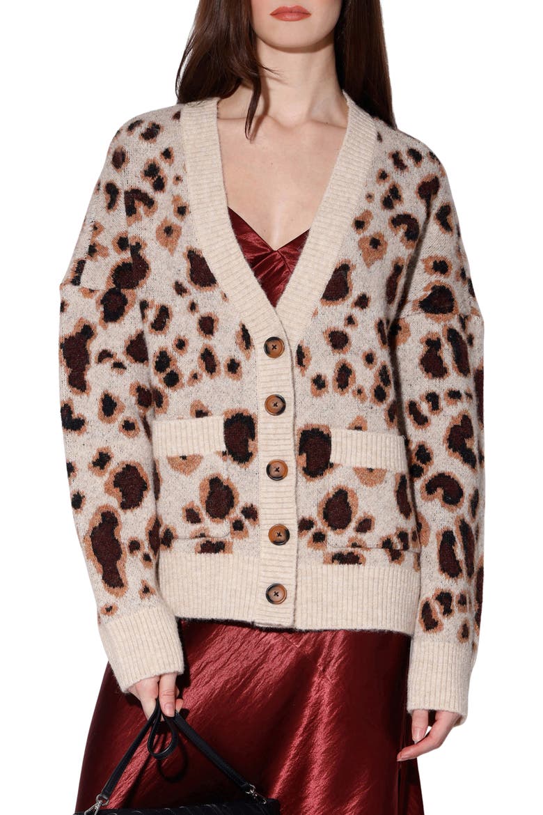 Abigail Button Front Cardigan, Main, color, LEOPARD KNIT