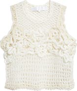 Tao Comme des Garçons Crop Crochet Flower Mesh Tank