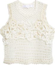 Tao Comme des Garçons Crop Crochet Flower Mesh Tank