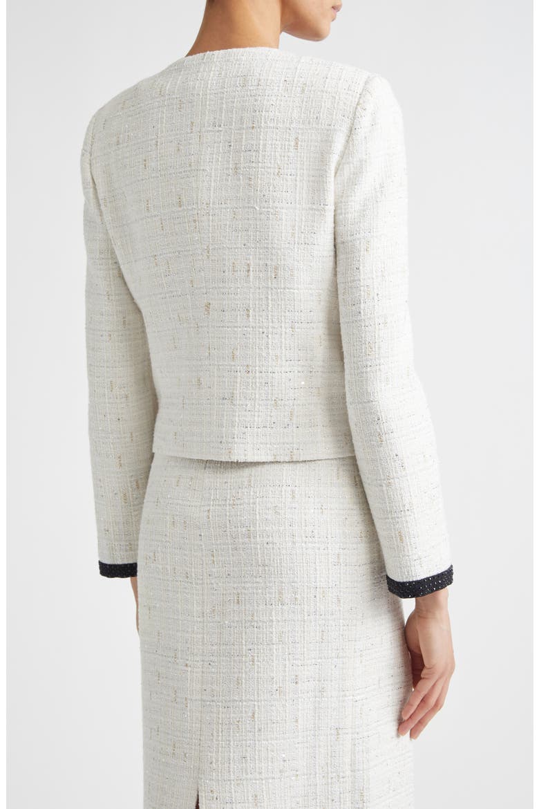 Cannes Stud Trim Tweed Crop Jacket, Alternate, color, ECRU METALLIC/ BLACK