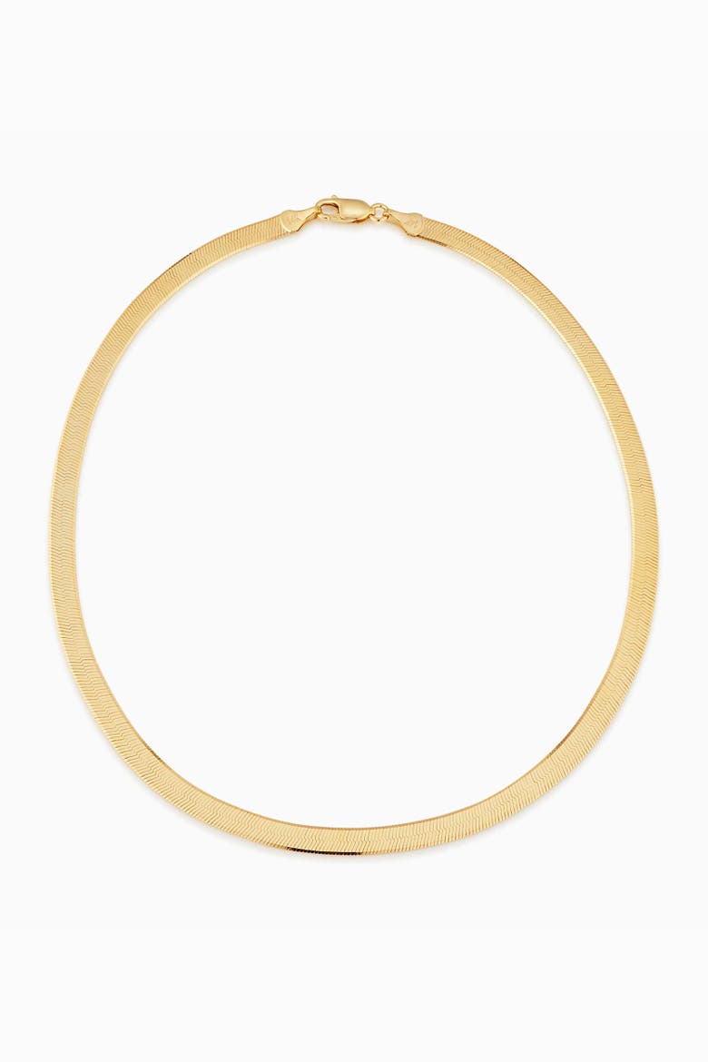 14K Gold Park Avenue Statement Herringbone Choker, Alternate, color, Yellow Gold