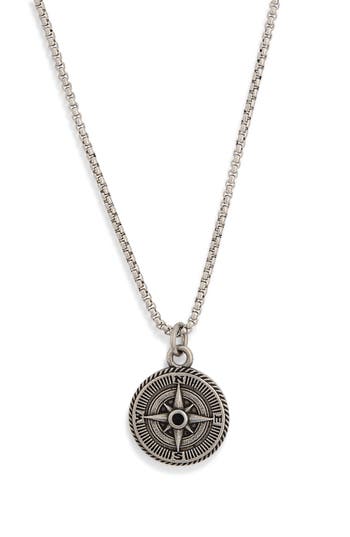 Nordstrom Rack Stainless Steel Compass Pendant Necklace In Stainless
