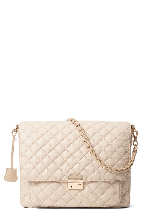 Large Crosby Lock Quilted Nylon Crossbody Bag