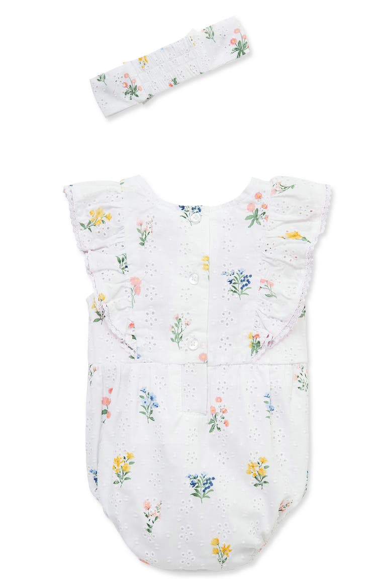 Eyelet Floral Bubble Bodysuit & Headband Set, Alternate, color, FLORAL