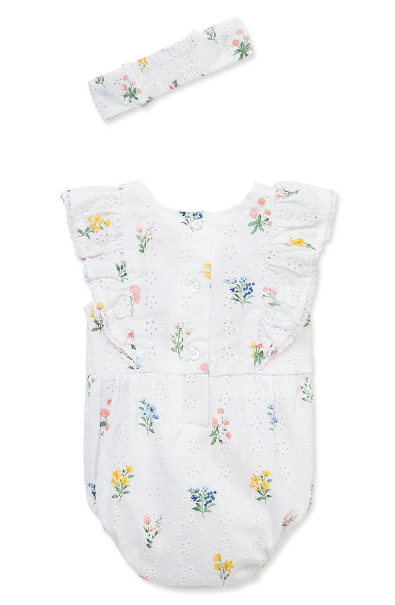 Little Me Eyelet Floral Bubble Bodysuit & Headband Set, Alternate, color, Floral