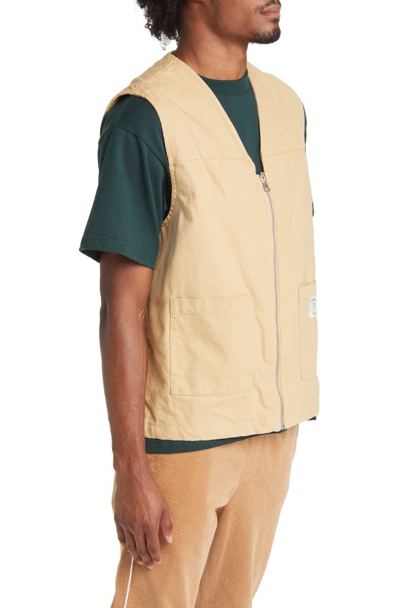 PacSun Khaki Zip-Up Cotton Vest, Alternate, color, 