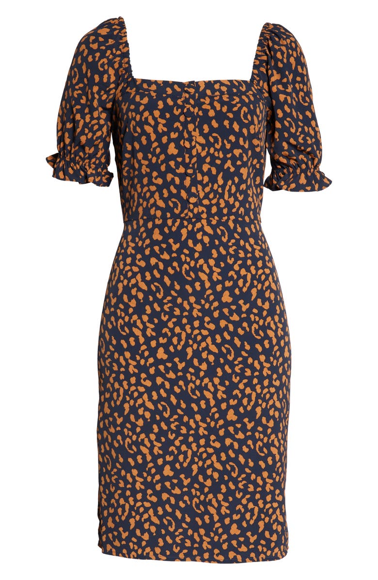 Chelsea28 Chelsea 28 Leopard Print Square Neck Dress, Alternate, color,