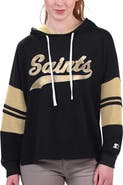 STARTER Women's Starter Black New Orleans Saints Bump And Run Long Sleeve Hoodie T-Shirt