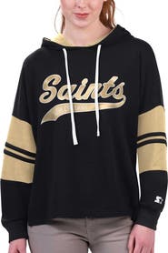 STARTER Women's Starter Black New Orleans Saints Bump And Run Long Sleeve Hoodie T-Shirt